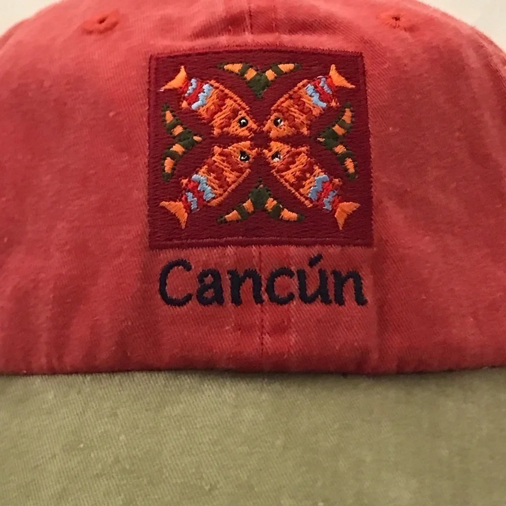 JS International for Cancun Adjustable Pink & Tan Cotton Travel Beach Ball Cap